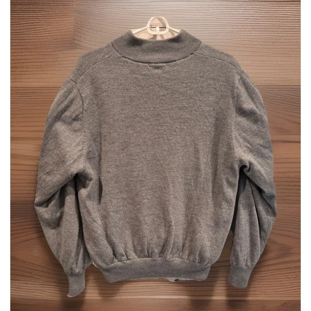 TURTLESON Mens 1/4 Zip Sweater L Gray Pullover Merino Wool Insulated Golf Logo